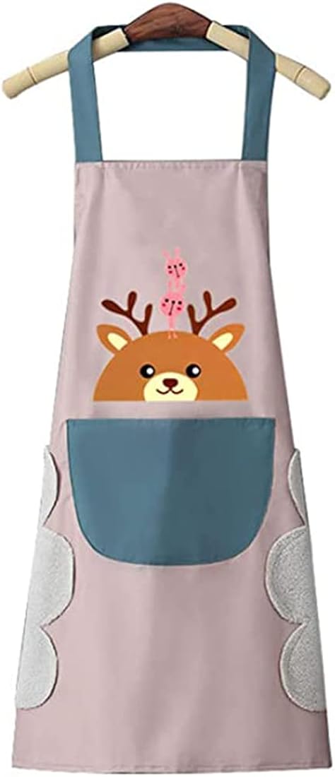 Kitchen Apron for Women with Big Front Pocket Hand-Wiping Waterproof Apron for Kitchen